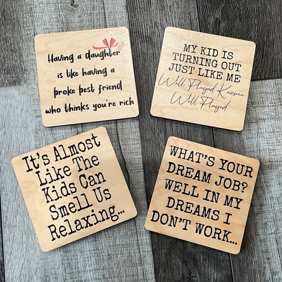 Coasters #5 Sassy Saying Wooden Bar Coaste - Picture 1 of 2